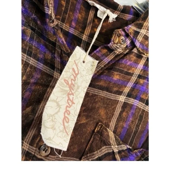 MYSTREE Washed Plaid Flannel Top - Picture 7 of 8